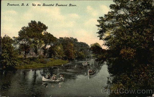 Up the Beautiful Pawtuxet River Rhode Island Postcard