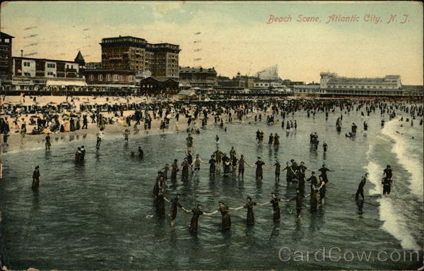 People swimming at the beach Atlantic City, NJ Postcard