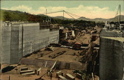 Miraflores Upper Locks Under Construction Panama Postcard Postcard Postcard