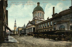 Market and Church Bonsecours Montreal, QC Canada Quebec Postcard Postcard Postcard