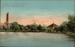 Pavilion and Lake, Institute Park Postcard