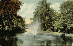 Elm Park, Lake and Fountain Worcester, MA Postcard Postcard Postcard