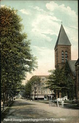 Maple St. Showing Second Congregational Church Holyoke, MA Postcard Postcard Postcard