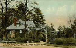 Entrance Pine Banks Park, The Lodge Malden, MA Postcard Postcard Postcard