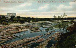 Bed of Merrimack River with Textile School in Distance Lowell, MA Postcard Postcard Postcard