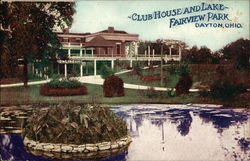 Club House and Lake Fairview Park Postcard