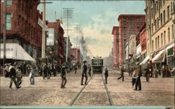 Main Street Scene - Streetcar, Pedestrians Butte, MT Postcard Postcard Postcard