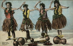 Hawaiian Hulu Hulu Dancers Postcard