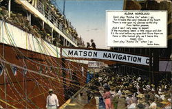 Aloha Honolulu - Matson Navigation Company Postcard