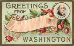 General Greetings Card with flowers and Washington Portrait Postcard Postcard Postcard