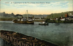 A Typical Scene on the Waterfront Grays Harbor, WA Postcard Postcard Postcard