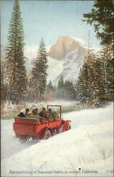 Automobiling in Yosemite Valley, in Winter Postcard