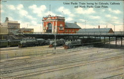 Union Pacific Trains at Station Depots Postcard Postcard Postcard