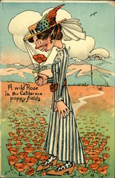 A Wild Rose in the California Poppy Fields - Comical Postcard Postcard Postcard