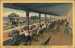 Listening to the Band Concert on Casino Veranda Hampton Beach, NH Postcard Postcard Postcard