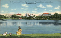 Vocational and Junior High Schools and Christian Church on Mirror Lake St. Petersburg, FL Postcard Postcard Postcard