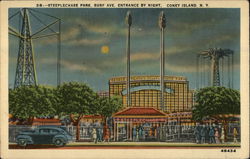 Steeplechase Park, Surf Ave. Entrance By Night Coney Island, NY Postcard Postcard Postcard