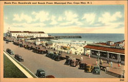 Hunts Pier, Boardwalk and Beach Front, Municipal Pier Cape May, NJ Postcard Postcard Postcard