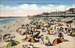 Beach and Playground Manhattan Beach, CA Postcard Postcard Postcard