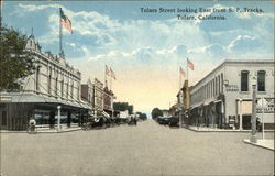 Tulare Street Looking East from S. P. Tracks California Postcard Postcard Postcard