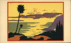 Serigraph View of Ocean and Hills Santa Barbara, CA Postcard Postcard