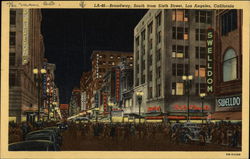 Broadway, South from Sixth Street Postcard