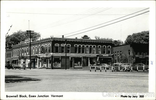 Brownell Block Essex Junction Vt Postcard 3803