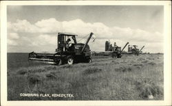 Combining Flax Kenedy, TX Postcard Postcard Postcard