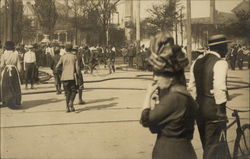 People in the Streets Watching a Fire Postcard