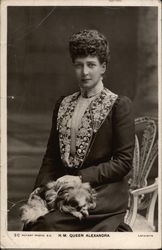 Portrait of H.M. Queen Alexandra with Dog Royalty Postcard Postcard Postcard