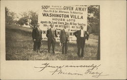 Four Men with a House Lots for Sale Sign Postcard Postcard Postcard