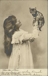 A Girl and a Kitten Cats Postcard Postcard Postcard