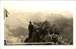 Cowboy Looking out over South Rim - Chisos Mountains Texas Postcard Postcard Postcard