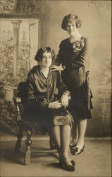 Two Women Posing for Portrait Postcard