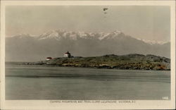 Olympic Mountains and Trial Island Lighthouse Postcard