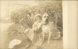 Young Girl with a Dog Children Postcard Postcard Postcard