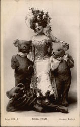 Anna Held Posing with People in Bear Suits Postcard