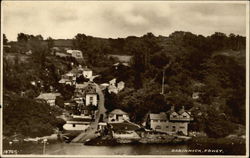 View of Town and River Fowey Bodinnick, England Cornwall Postcard Postcard Postcard