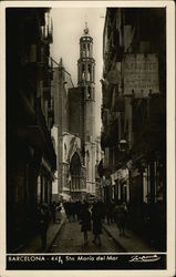 View of Sta. Maria del Mar Barcelona, Spain Postcard Postcard Postcard