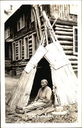 Woman in a Tepee Native Americana Postcard Postcard Postcard