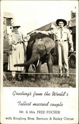 Tallest Married Couple with an Elephant Postcard