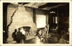 Couple Sitting by a Fireplace Couples Postcard Postcard Postcard