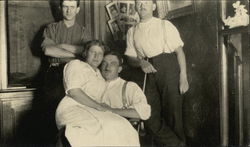 Three Young Men and a Lady Postcard