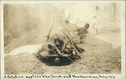 Burning of a Corpse - A Relative Applies the Torch India Postcard Postcard Postcard