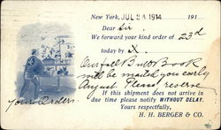 H.H, Berger & Co. Order Reply Card Postcard