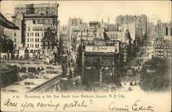 Broadway and 5th Avenue, North from Madison Square Postcard