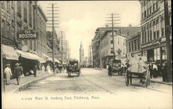 Main St. Looking East Fitchburg, MA Postcard Postcard Postcard