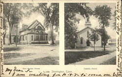 First Baptist and Catholic Churches Stonington, CT Postcard Postcard Postcard