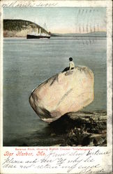 Balanoe Rock Showing British Cruiser "Indefatigueable" Postcard