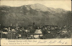 Colorado Springs with Pike's Peak Postcard